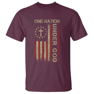 One Nation Under God T Shirt American Flag 4th Of July Patriotic Christian TS10 Maroon Print Your Wear