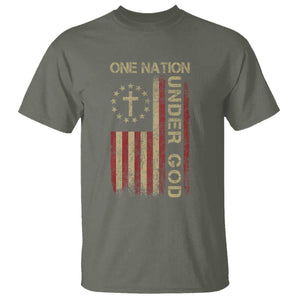 One Nation Under God T Shirt American Flag 4th Of July Patriotic Christian TS10 Military Green Print Your Wear