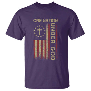 One Nation Under God T Shirt American Flag 4th Of July Patriotic Christian TS10 Purple Print Your Wear