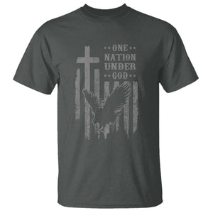 One Nation Under God T Shirt American Flag Bald Eagle 4th Of July Patriotic Christian TS10 Dark Heather Print Your Wear