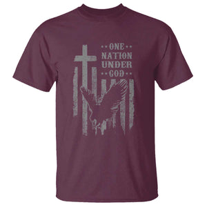 One Nation Under God T Shirt American Flag Bald Eagle 4th Of July Patriotic Christian TS10 Maroon Print Your Wear