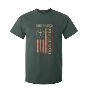 One Nation Under God T Shirt For Kid American Flag 4th Of July Patriotic Christian TS10 Dark Forest Green Print Your Wear