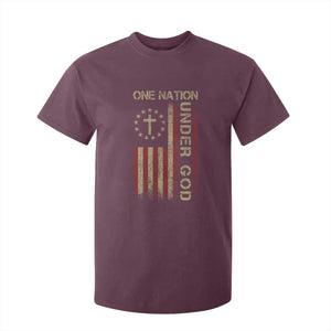 One Nation Under God T Shirt For Kid American Flag 4th Of July Patriotic Christian TS10 Maroon Print Your Wear