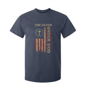 One Nation Under God T Shirt For Kid American Flag 4th Of July Patriotic Christian TS10 Navy Print Your Wear