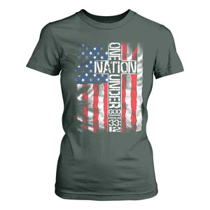 One Nation Under God T Shirt For Women 4th Of July Patriotic Christian Vintage Cross American Flag TS11 Dark Forest Green Print Your Wear