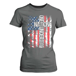 One Nation Under God T Shirt For Women 4th Of July Patriotic Christian Vintage Cross American Flag TS11 Dark Heather Print Your Wear