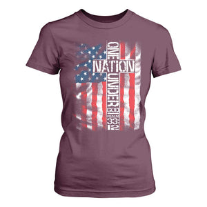 One Nation Under God T Shirt For Women 4th Of July Patriotic Christian Vintage Cross American Flag TS11 Maroon Print Your Wear