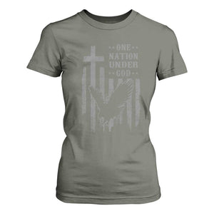 One Nation Under God T Shirt For Women American Flag Bald Eagle 4th Of July Patriotic Christian TS10 Military Green Print Your Wear