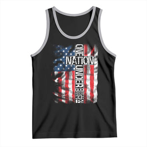 One Nation Under God Tank Top 4th Of July Patriotic Christian Vintage Cross American Flag TS11 Black Athletic Heather Print Your Wear