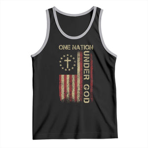 One Nation Under God Tank Top American Flag 4th Of July Patriotic Christian TS10 Black Athletic Heather Print Your Wear