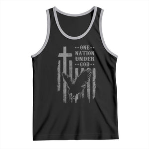 One Nation Under God Tank Top American Flag Bald Eagle 4th Of July Patriotic Christian TS10 Black Athletic Heather Print Your Wear