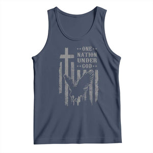 One Nation Under God Tank Top American Flag Bald Eagle 4th Of July Patriotic Christian TS10 Navy Print Your Wear