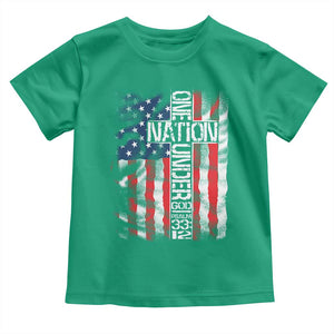 One Nation Under God Toddler T Shirt 4th Of July Patriotic Christian Vintage Cross American Flag TS11 Irish Green Print Your Wear