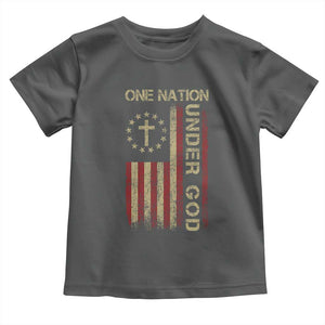 One Nation Under God Toddler T Shirt American Flag 4th Of July Patriotic Christian TS10 Dark Heather Print Your Wear