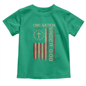 One Nation Under God Toddler T Shirt American Flag 4th Of July Patriotic Christian TS10 Irish Green Print Your Wear