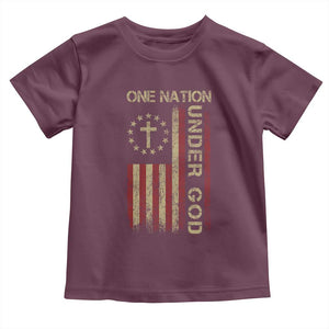 One Nation Under God Toddler T Shirt American Flag 4th Of July Patriotic Christian TS10 Maroon Print Your Wear