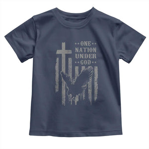 One Nation Under God Toddler T Shirt American Flag Bald Eagle 4th Of July Patriotic Christian TS10 Navy Print Your Wear