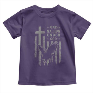 One Nation Under God Toddler T Shirt American Flag Bald Eagle 4th Of July Patriotic Christian TS10 Purple Print Your Wear