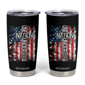 One Nation Under God Tumbler Cup 4th Of July Patriotic Christian Vintage Cross American Flag TS11 Black Print Your Wear