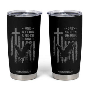 One Nation Under God Tumbler Cup American Flag Bald Eagle 4th Of July Patriotic Christian TS10 Black Print Your Wear
