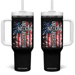 One Nation Under God Tumbler With Handle 4th Of July Patriotic Christian Vintage Cross American Flag TS11 One Size: 40 oz Black Print Your Wear