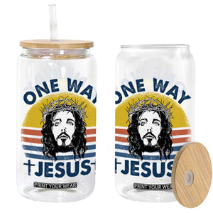 One Way Jesus Glass Can Christian Relgion Retro Vintage TS02 Black Print Your Wear