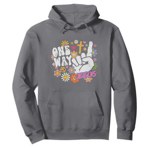 One Way Jesus Hoodie Christian Relgion Retro Hippie TS02 Charcoal Print Your Wear