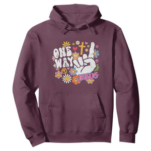 One Way Jesus Hoodie Christian Relgion Retro Hippie TS02 Maroon Print Your Wear