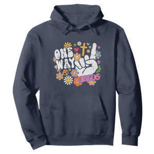 One Way Jesus Hoodie Christian Relgion Retro Hippie TS02 Navy Print Your Wear