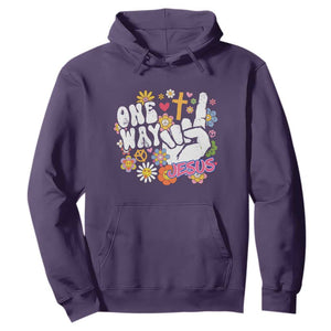 One Way Jesus Hoodie Christian Relgion Retro Hippie TS02 Purple Print Your Wear