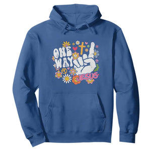 One Way Jesus Hoodie Christian Relgion Retro Hippie TS02 Royal Blue Print Your Wear