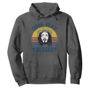 One Way Jesus Hoodie Christian Relgion Retro Vintage TS02 Dark Heather Print Your Wear
