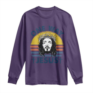 One Way Jesus Long Sleeve Shirt Christian Relgion Retro Vintage TS02 Purple Print Your Wear