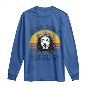 One Way Jesus Long Sleeve Shirt Christian Relgion Retro Vintage TS02 Royal Blue Print Your Wear