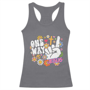 One Way Jesus Racerback Tank Top Christian Relgion Retro Hippie TS02 Charcoal Print Your Wear