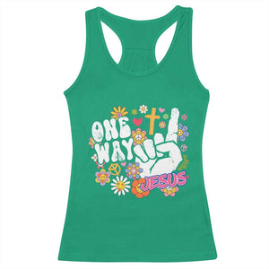One Way Jesus Racerback Tank Top Christian Relgion Retro Hippie TS02 Irish Green Print Your Wear