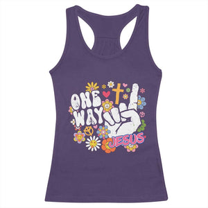 One Way Jesus Racerback Tank Top Christian Relgion Retro Hippie TS02 Purple Print Your Wear