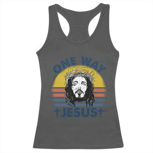 One Way Jesus Racerback Tank Top Christian Relgion Retro Vintage TS02 Dark Heather Print Your Wear
