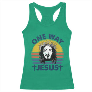 One Way Jesus Racerback Tank Top Christian Relgion Retro Vintage TS02 Irish Green Print Your Wear
