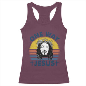 One Way Jesus Racerback Tank Top Christian Relgion Retro Vintage TS02 Maroon Print Your Wear