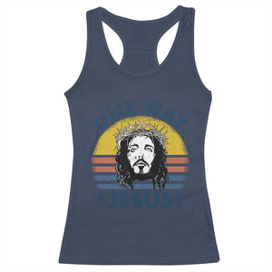 One Way Jesus Racerback Tank Top Christian Relgion Retro Vintage TS02 Navy Print Your Wear