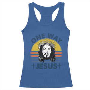 One Way Jesus Racerback Tank Top Christian Relgion Retro Vintage TS02 Royal Blue Print Your Wear