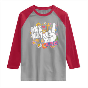 One Way Jesus Raglan Shirt Christian Relgion Retro Hippie TS02 Sport Gray Red Print Your Wear