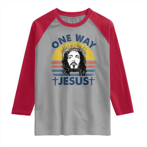 One Way Jesus Raglan Shirt Christian Relgion Retro Vintage TS02 Sport Gray Red Print Your Wear