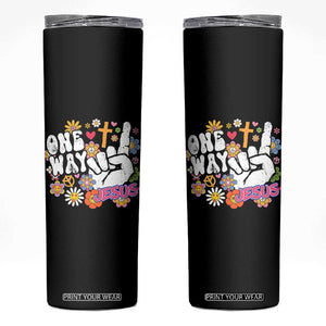 One Way Jesus Skinny Tumbler Christian Relgion Retro Hippie TS02 Black Print Your Wear