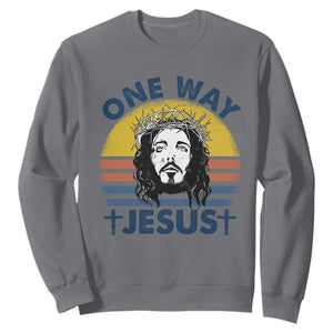 One Way Jesus Sweatshirt Christian Relgion Retro Vintage TS02 Charcoal Print Your Wear