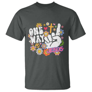 One Way Jesus T Shirt Christian Relgion Retro Hippie TS02 Dark Heather Print Your Wear