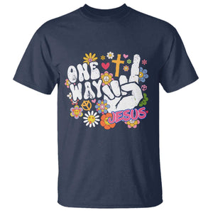 One Way Jesus T Shirt Christian Relgion Retro Hippie TS02 Navy Print Your Wear