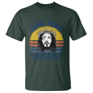 One Way Jesus T Shirt Christian Relgion Retro Vintage TS02 Dark Forest Green Print Your Wear