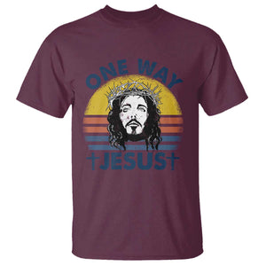 One Way Jesus T Shirt Christian Relgion Retro Vintage TS02 Maroon Print Your Wear